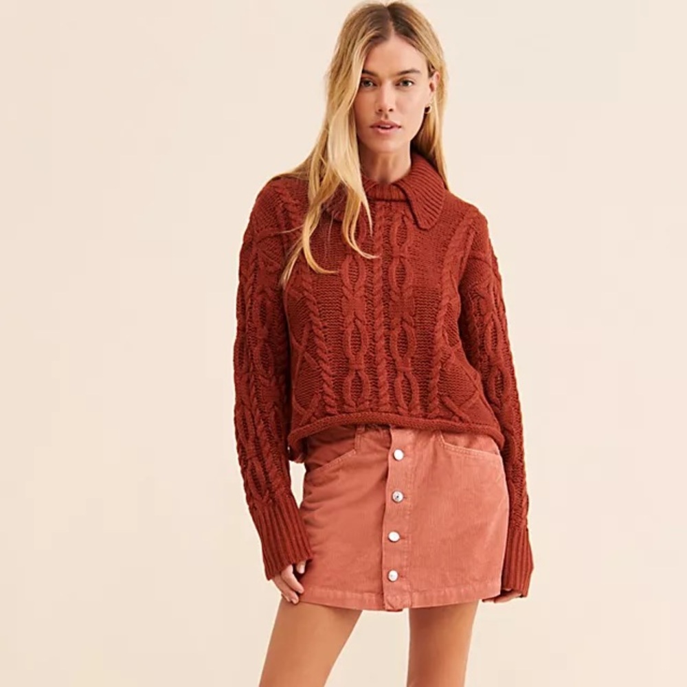 NWT Free People Ray Cotton Corduroy Retro Vintage Inspired Button Miniskirt - 8